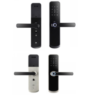 Tuya WiFi BLE Door Lock IP65, Fingerprint, Remote App, Single Latch 5050/6050, Aluminum Alloy, Black/White, Emergency Backup Key